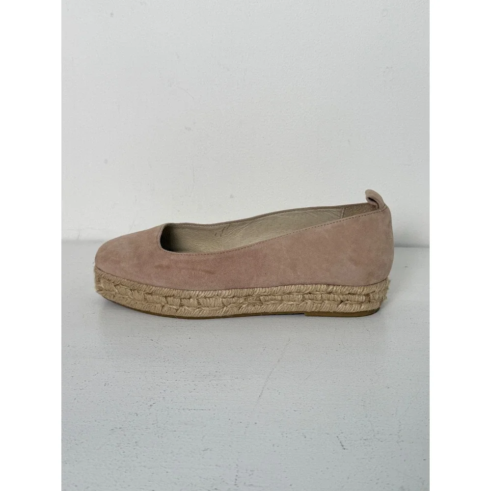 Reformation Tan Suede Espadrille Platform Flats Size 37 Made in Spain ballet